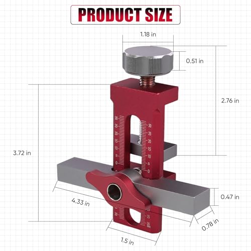 Kingson Cabinet Door Mounting Jig 2-in-1 Mounting Tool with Quick Edge Positioner,Adjustable Cabinet Door Installation Positioner,Cabinet Door Positioning Tool Jig for Most Cabinet Doors(Red) - Image 2