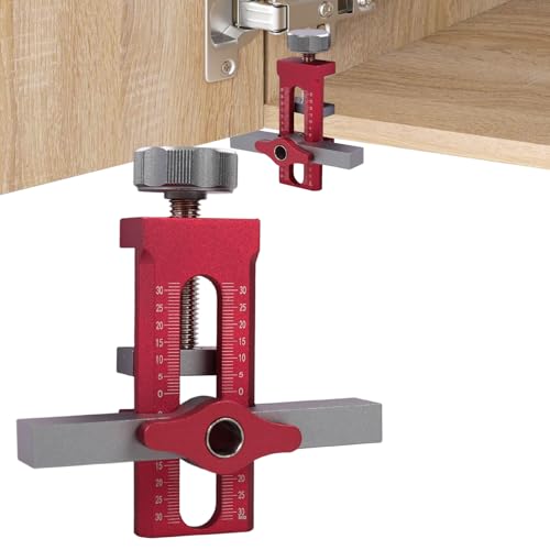 Kingson Cabinet Door Mounting Jig 2-in-1 Mounting Tool with Quick Edge Positioner,Adjustable Cabinet Door Installation Positioner,Cabinet Door Positioning Tool Jig for Most Cabinet Doors(Red) - Image 1