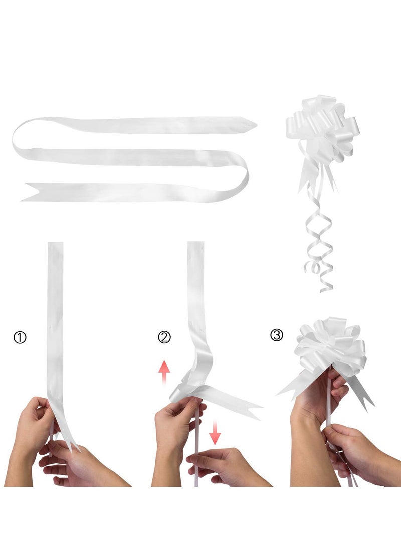 KASTWAVE Pull Bow, 30PCS Gift Wrap Pull Bow Ribbon, White Ribbon Pull Bow, White Gift Bow Gift, Bow Pull Ribbon for Gift Wrap, Bouquet, Gift Basket, Birthday, Wedding, Valentine's Day Gift Decoration - Image 2