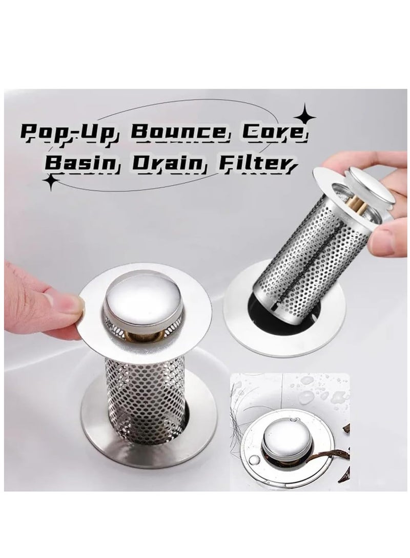 Arabest Stainless Steel Floor Drain Filter, Bathroom Sink Stopper Hair Catcher, Stainless Steel Drain Filter, Pop up Drain Hair Catcher, Stainless Steel Pop up Drain Filter, Water Drain Filter, 2Pieces - Image 4