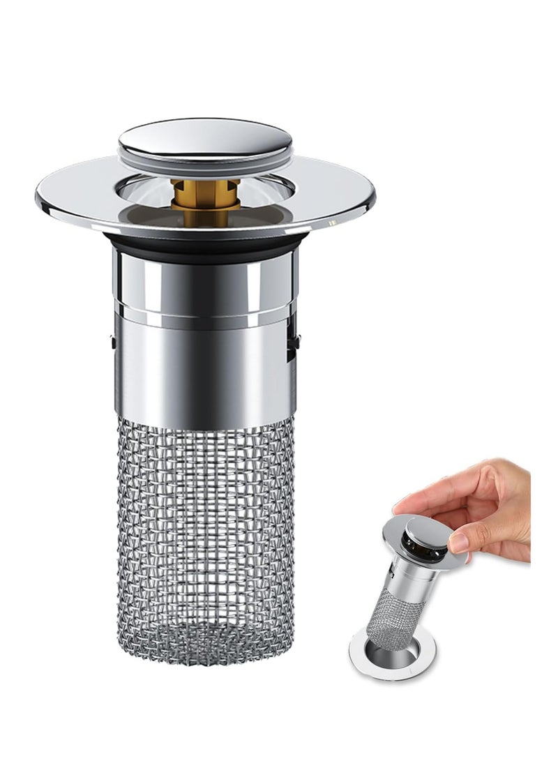 Arabest Stainless Steel Floor Drain Filter, Bathroom Sink Stopper Hair Catcher, Stainless Steel Drain Filter, Pop up Drain Hair Catcher, Stainless Steel Pop up Drain Filter, Water Drain Filter, 2Pieces - Image 1