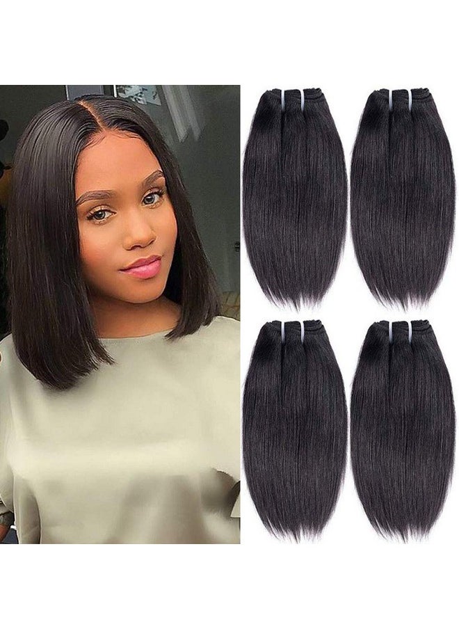 Liang Dian 10 Inch Short Human Hair Bundles Natural Color 4 Bundles 12A Brazilian Virgin Hair 100% Unprocessed Straight Human Hair Bundles(10"10"10"10")  - Image 2