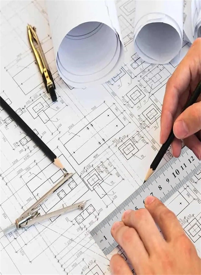 Stainless Steel Ruler, 3 Pcs Metal Ruler Straight Edge Measuring Tool 15cm，20cm, 30cm for Engineering, School, Office, Architect, Drawing - Image 3