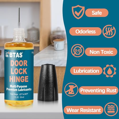 BTAS Door Lock Hinge Lubricant Oil Squeaky Fix Lube for Keyhole with Needle Oiler 1 oz 1 Pcs - Image 2