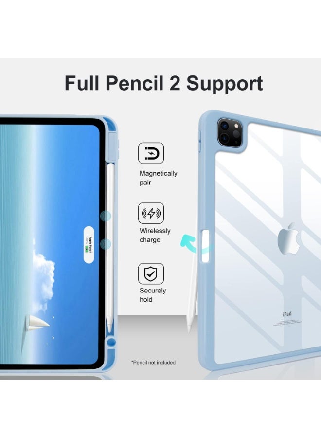 إيفو جراب لجهاز iPad Air 11 2025 (الجيل السابع) M3 مقاس 11 بوصة 2025، إطار TPU مقاوم للصدمات وغطاء خلفي شفاف من البولي كربونات غير لامع، جراب واقٍ مع حامل قلم - أزرق سماوي، بولي كربونات - Image 4