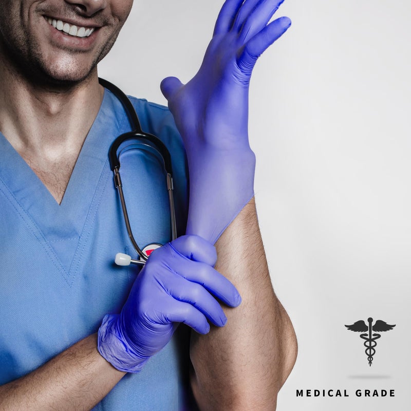 Medguy Medical Nitrile Exam Gloves, 4 Mil Powder-Free Latex-Free Food-Safe Disposable Cooking Cleaning Glove, Blue-Violet 100Pcs (Medium) - Image 3
