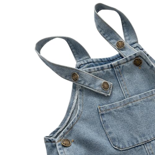 JWWN Little Boys Girls Long Denim Bib Overalls Kids Soft Cotton Rugged Relaxed Fit Jumpsuits Pants (Blue,7Years) - Image 4