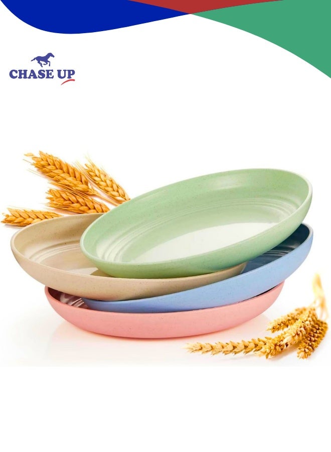 تشيس اب مجموعة أطباق عشاء غير قابلة للكسر من 4 قطع، أطباق من قش القمح قابلة لإعادة الاستخدام، مقاس 9 بوصات، أطباق عشاء خفيفة الوزن غير قابلة للكسر، آمنة للاستخدام في غسالة الأطباق والميكروويف - Image 1