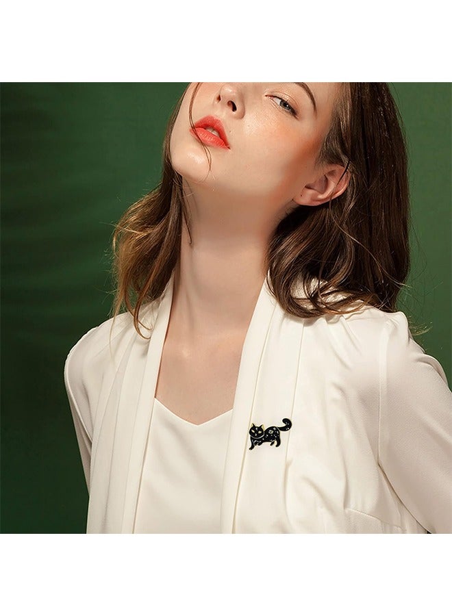 اتش اس جميل المينا القط ودبابيس الكتاب مجموعة ، دبابيس بروش الكرتون بروش دبابيس التلبيب شارات لحقائب الملابس سترة قميص سترة حقيبة ظهر التبعي DIY الحرف اليدوية (أسود ، 4 قطع) - Image 4