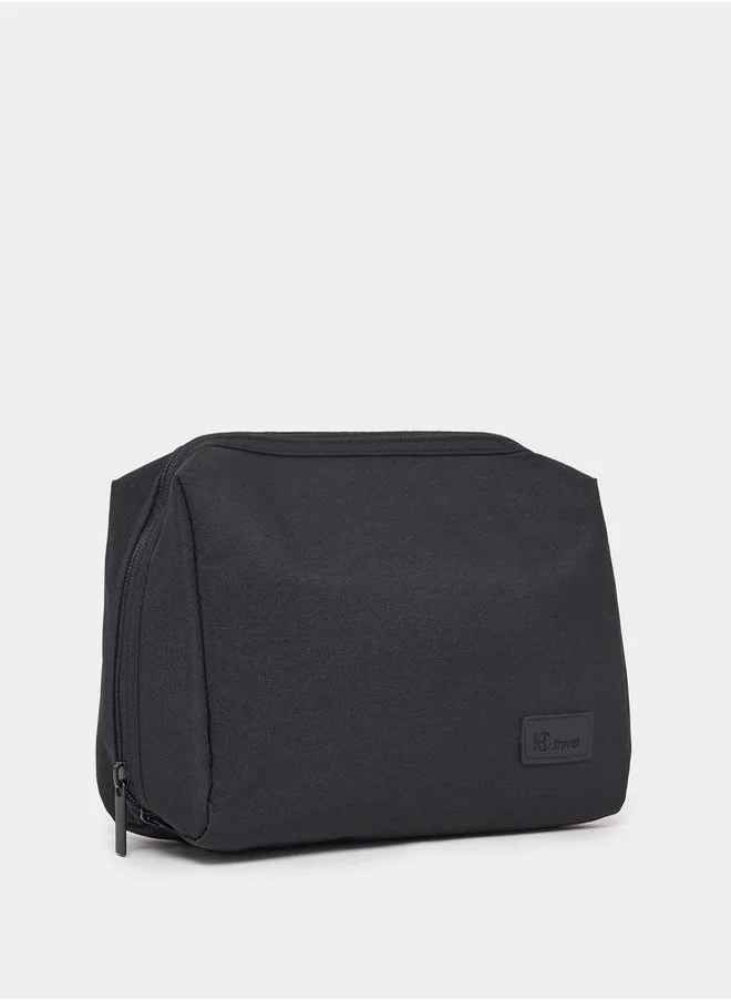 Styli Patch Detail Zip Closure Wash Bag