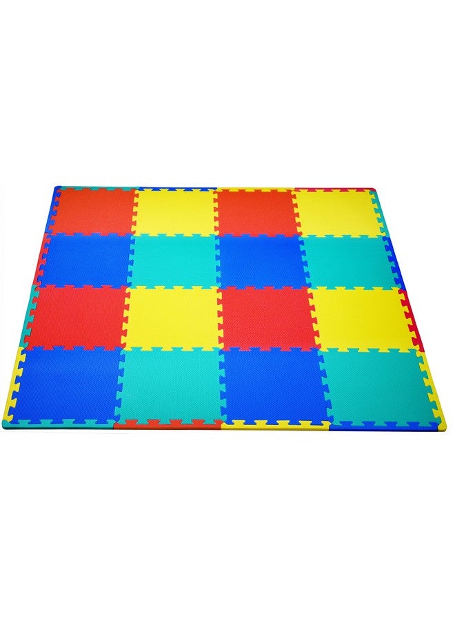 KC Cubs حصائر لعب فوم EVA متعددة الألوان للأطفال من KC Cubs، غير سامة وآمنة، تتكون من 16 بلاطة، 4 ألوان، 11.5 بوصة × 11.5 بوصة، 24 حافة (EVA001) - Image 5