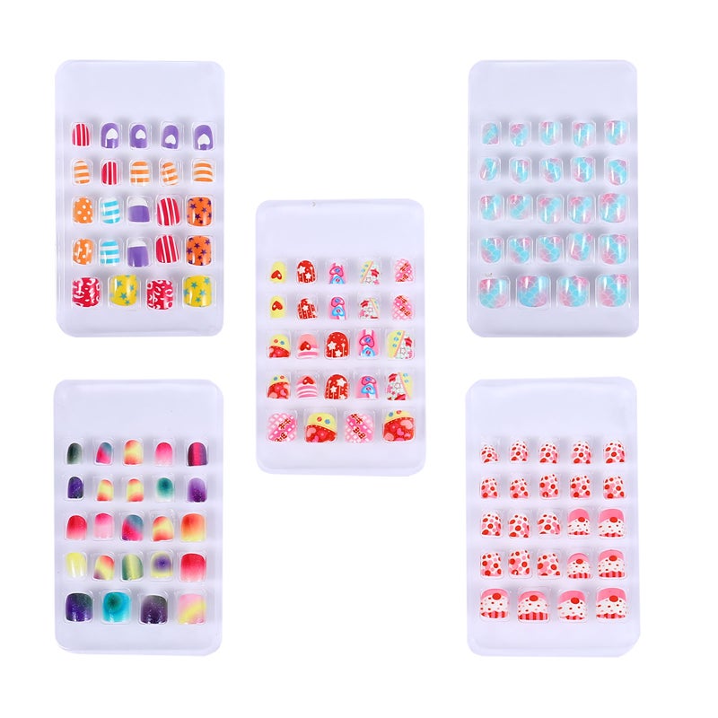 120Pcs Kids Fake Nails Full Cover Nails Press False Nails Manicure Decor - Image 1