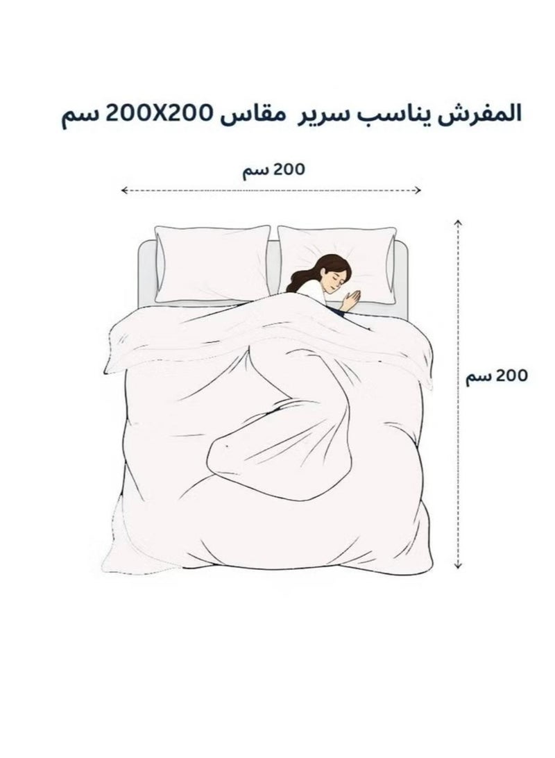 مون مفرش سرير شتوي نفرين بتصميم هندسي ومحفور مصنوع من المخمل والفرو الناعم مكون من 6 قطع ( 1 مفرش +1 شرشف مطاط للمرتبة + 2 كيس مخدة +2 كيس للوسادة المربعة ) مقاس المفرش 230X250 سم - Image 4