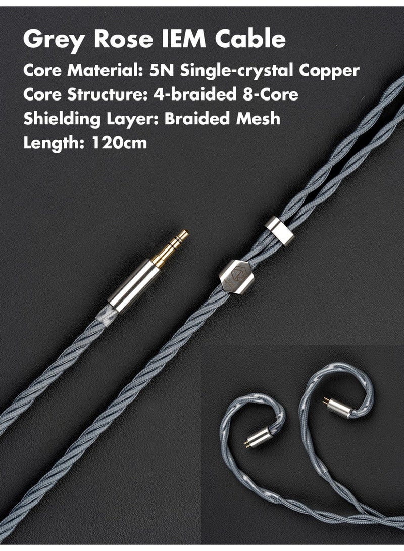 ROSESELSA QT-X Flagship Hybrid IEM Earphones, 1DD + 6BA HiFi In-Ear Monitors With ESS9039 USB-C DAC, Studio-Grade Wired Audiophile Earphones, CNC Metal Shell, Detachable 0.78mm 2Pin Cable, Silver - Image 5