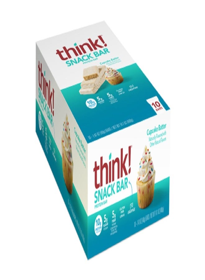think! Protein Bars with Chicory Root for Fiber, Digestive Support, Gluten Free with Whey Protein Isolate, Cupcake Batter, Snack Bars without Artificial Sweeteners, 1.4 Oz (10 Count) - Image 1