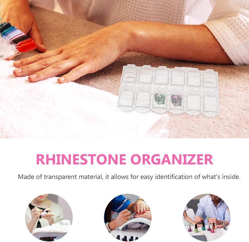 NUOBESTY Nail Charm Organizer and Rhinestone Storage Box, 12-Compartment Bead Organizer Case for Nail Art Accessories and Tools Storage - Image 3