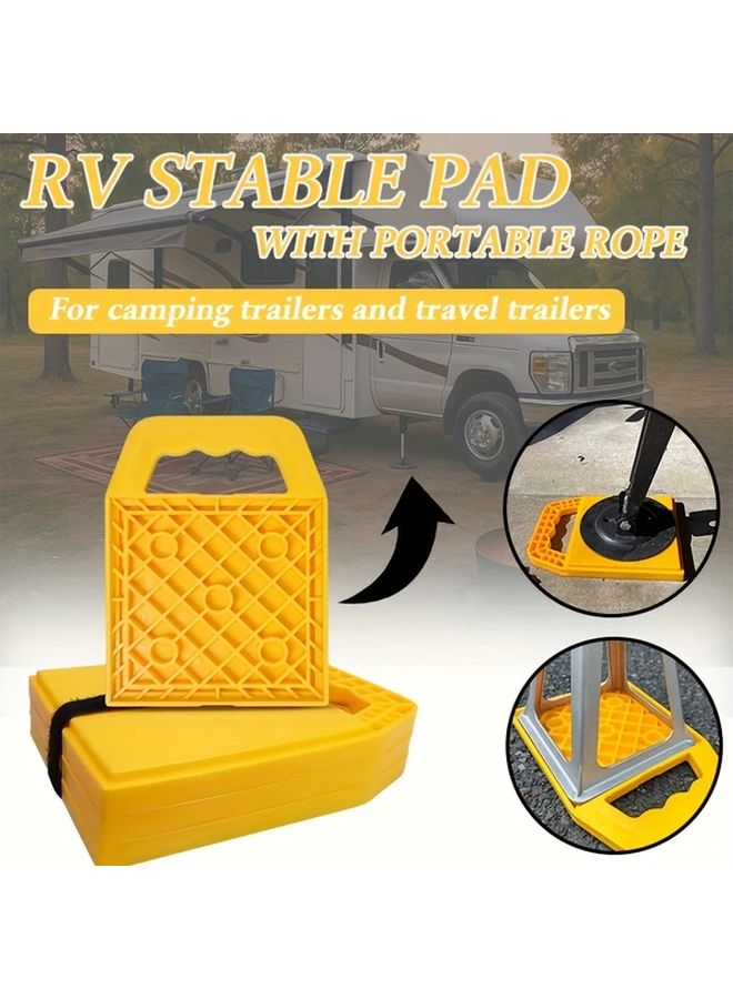 العربية: أربع قطع صفراء من وسادة رصيف مستقرة مع حبل محمول ومصدات عجلات من البولي بروبيلين المقاوم للأشعة فوق البنفسجية - Image 2