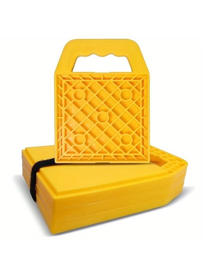 العربية: أربع قطع صفراء من وسادة رصيف مستقرة مع حبل محمول ومصدات عجلات من البولي بروبيلين المقاوم للأشعة فوق البنفسجية - Image 3