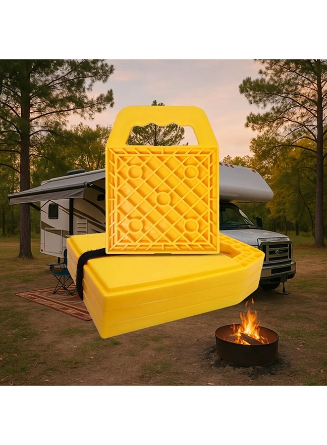 العربية: أربع قطع صفراء من وسادة رصيف مستقرة مع حبل محمول ومصدات عجلات من البولي بروبيلين المقاوم للأشعة فوق البنفسجية - Image 1