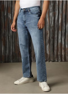 HIGH STAR Men's Indigo 100% Cotton Distressed Jeans  - Image 2