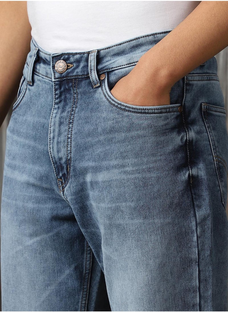 HIGH STAR Men's Indigo 100% Cotton Distressed Jeans  - Image 4