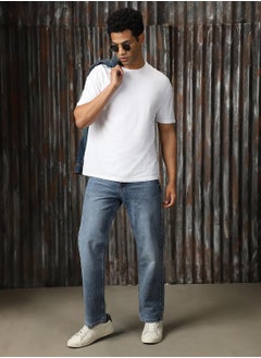 HIGH STAR Men's Indigo 100% Cotton Distressed Jeans  - Image 1