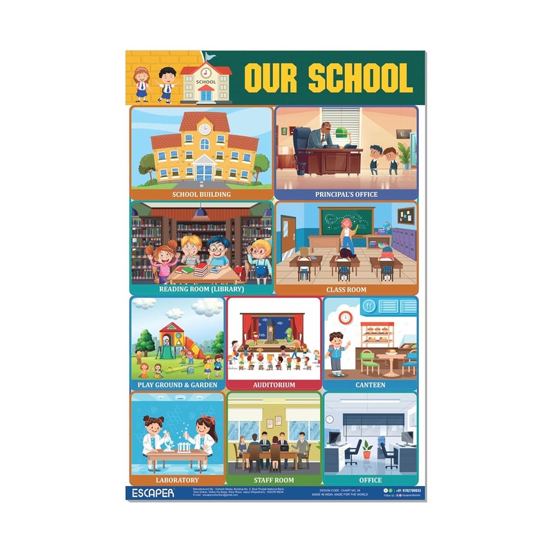 ESCAPER Our School Educational Charts for Kids, Charts for Kids Learning (11.5 x 17.5 inches), Kids Study Material, Kids Learning Books, Educational Posters - Image 1