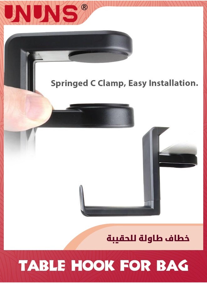 UNUNS - PC Gaming Headset Headphone Hook Holder Hanger Mount,Headphones Stand With Adjustable And Rotating Arm Clamp,Under Desk Design Universal Fit,Built In Cable Clip Organizer - Image 1