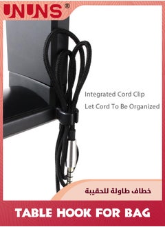 UNUNS حامل حامل لسماعات رأس ألعاب الكمبيوتر الشخصي، حامل لسماعات الرأس مع مشبك ذراع قابل للتعديل والدوران، تصميم تحت المكتب ملائم عالمي، منظم مشبك كابل مدمج  - Image 4