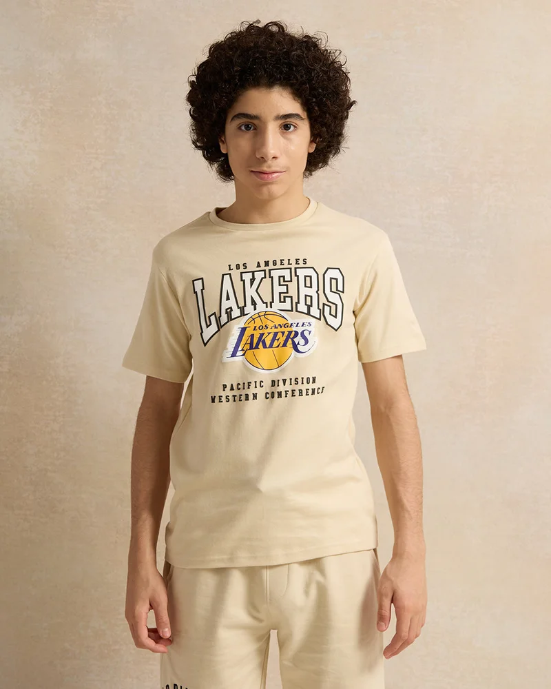 Redtag Senior Boys Beige Printed T-Shirt