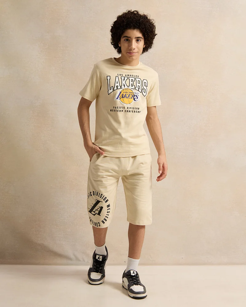 Redtag Senior Boys Beige Printed T-Shirt