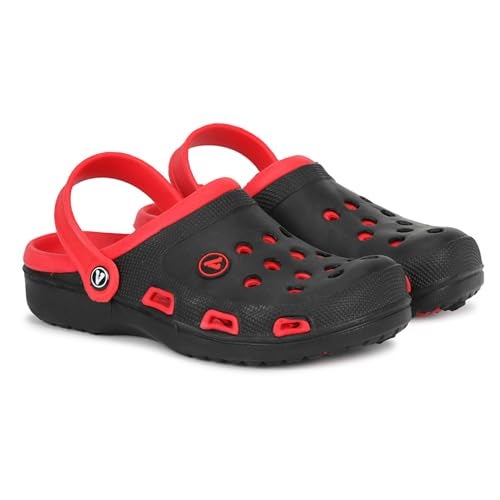 Aqualite AL-631 Slip-On Clogs for Men with Back-Strap Lightweight & Quick Dry, Anti-Skid EVA Sandal for Men Black/Red - Image 1