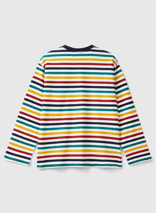 Benetton Boys Striped Long Sleeve T-Shirt - Image 2