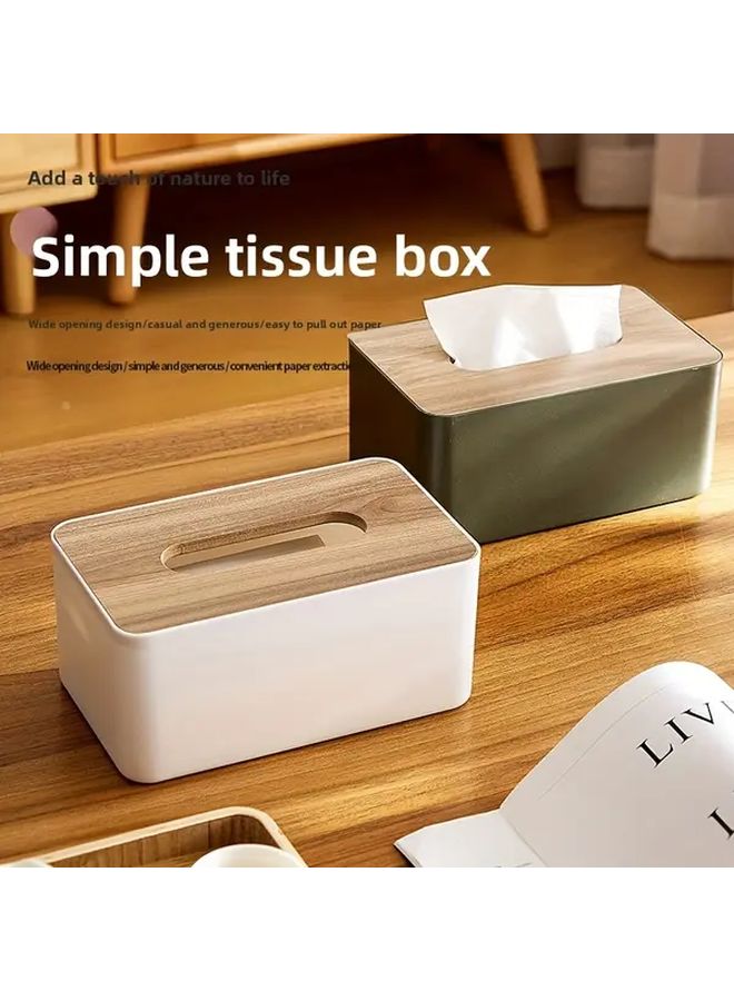 حامل علبة المناديل الأبيض الحديث ذو الغطاء - موزع مربع بسيط للحمام والمكتب - Image 3