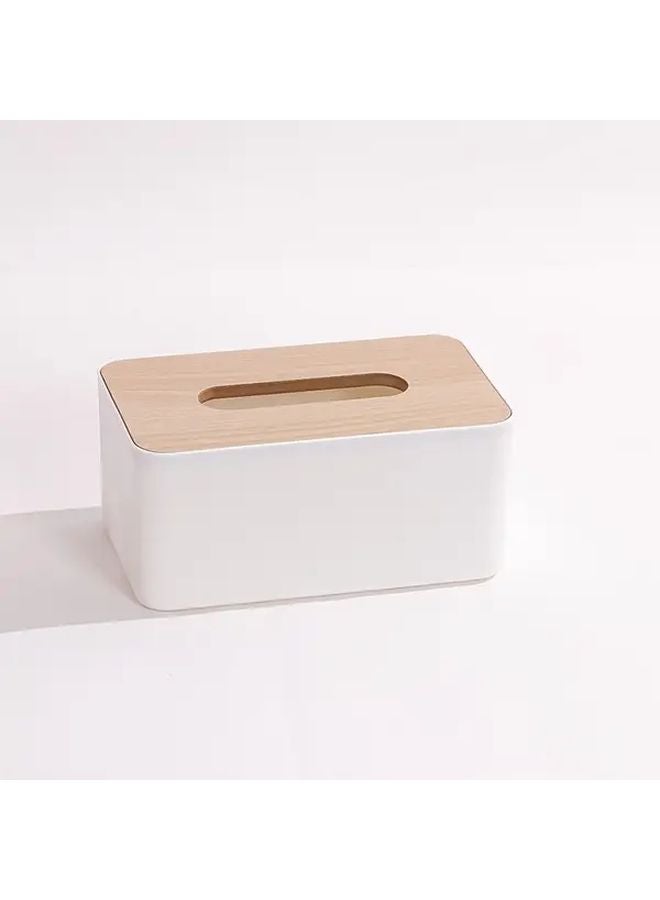 حامل علبة المناديل الأبيض الحديث ذو الغطاء - موزع مربع بسيط للحمام والمكتب - Image 1