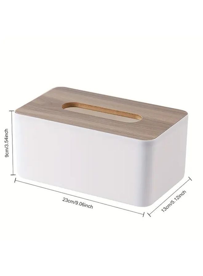 حامل علبة المناديل الأبيض الحديث ذو الغطاء - موزع مربع بسيط للحمام والمكتب - Image 4