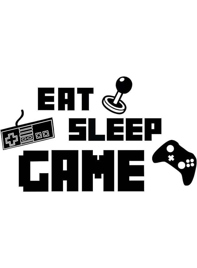 Zaboon English Letter Game Machine Eat Sleep Game Wall Sticker, Black - Image 1