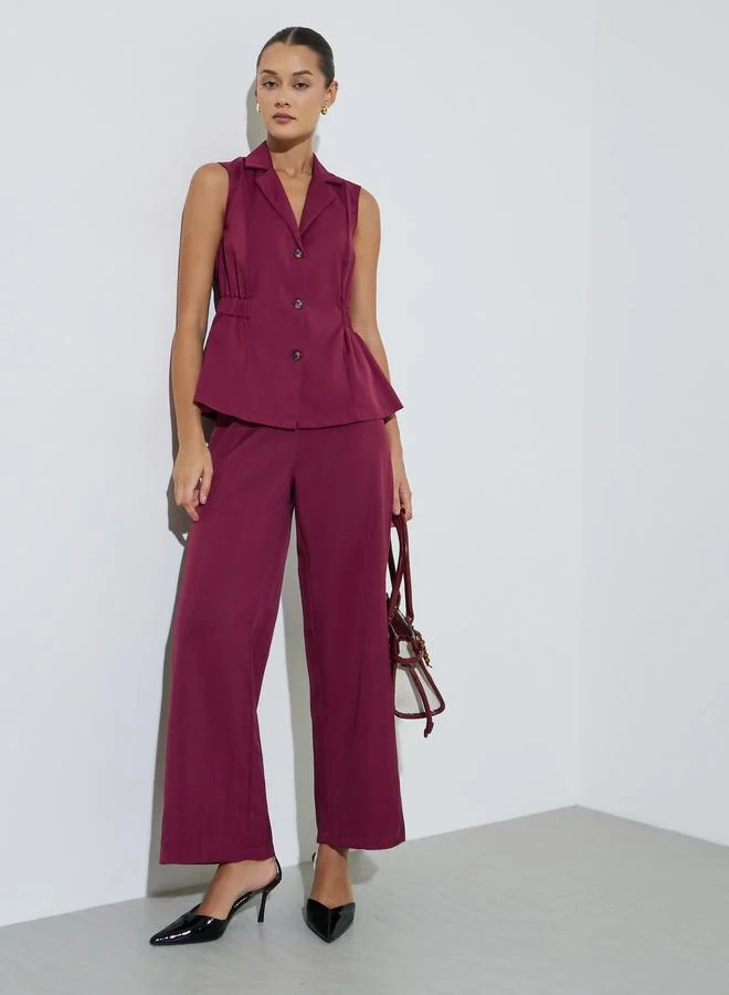 ستايلي Burgundy Sleeveless Single Breasted Waistcoat