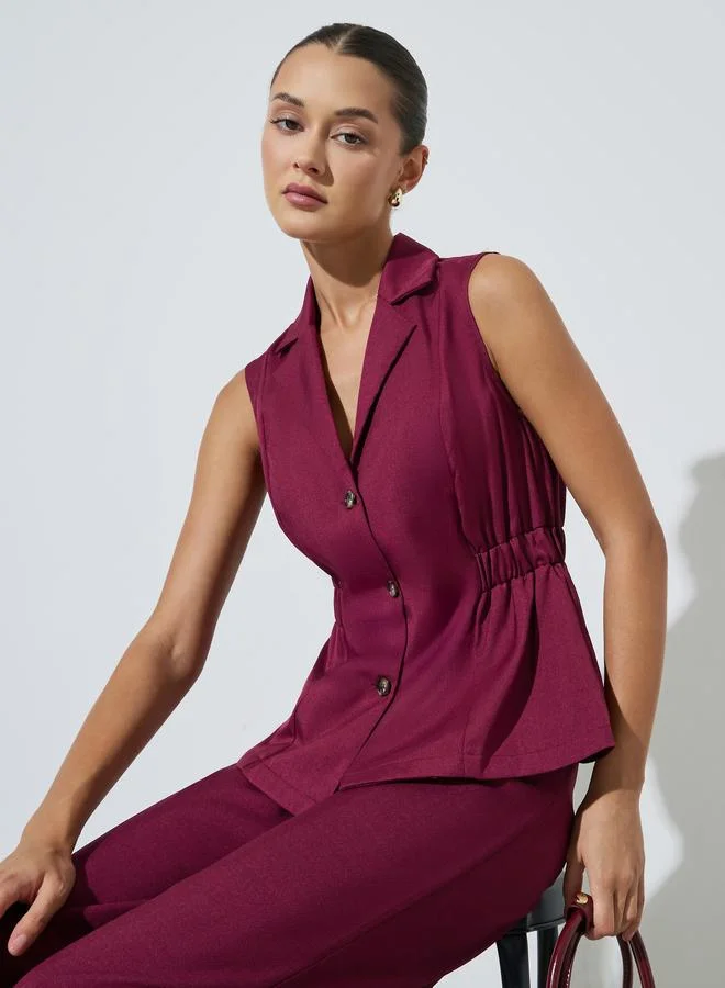 ستايلي Burgundy Sleeveless Single Breasted Waistcoat