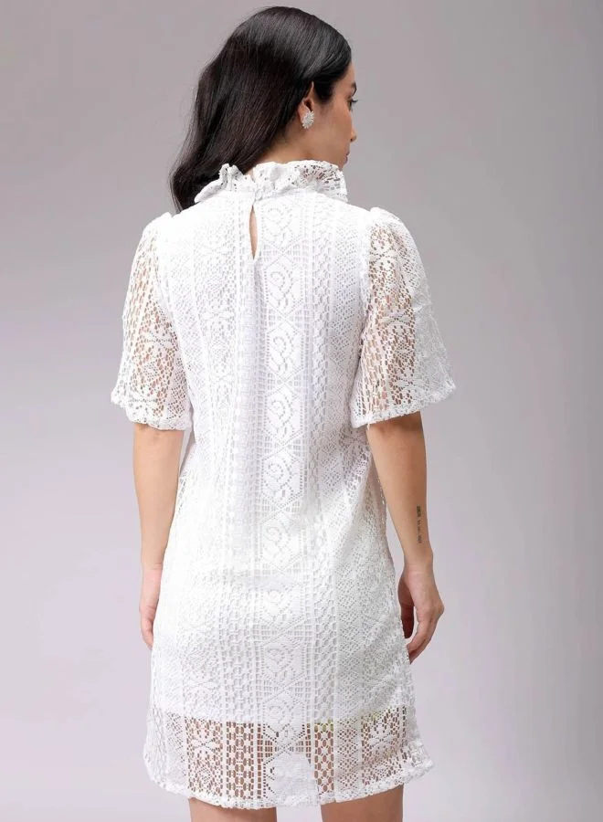 Freehand  Women Fit and Flared Floral Printed Round Neck Short Sleeve Shift Dress for Women | Best Price UAE