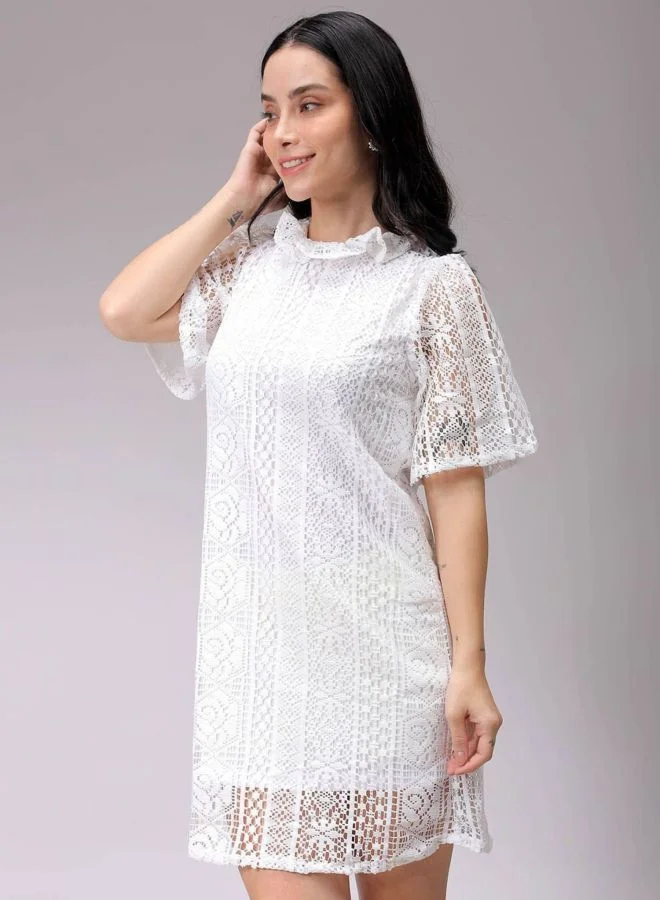 Freehand  Women Fit and Flared Floral Printed Round Neck Short Sleeve Shift Dress for Women | Best Price UAE