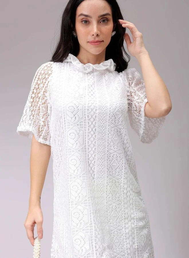 Freehand  Women Fit and Flared Floral Printed Round Neck Short Sleeve Shift Dress for Women | Best Price UAE