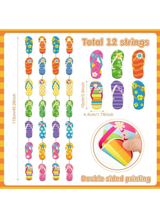 Cindeer Cindeer 12 Pieces Summer Party Hanging Banner Flip Flop Hanging Garland Summer Slippers Hawaii Flip Flop Garland Banner forTropical Beach Pool Birthday Party Supplies  - Image 3