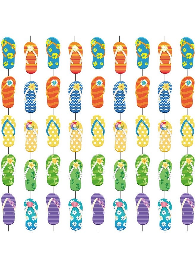 Cindeer Cindeer 12 Pieces Summer Party Hanging Banner Flip Flop Hanging Garland Summer Slippers Hawaii Flip Flop Garland Banner forTropical Beach Pool Birthday Party Supplies  - Image 1