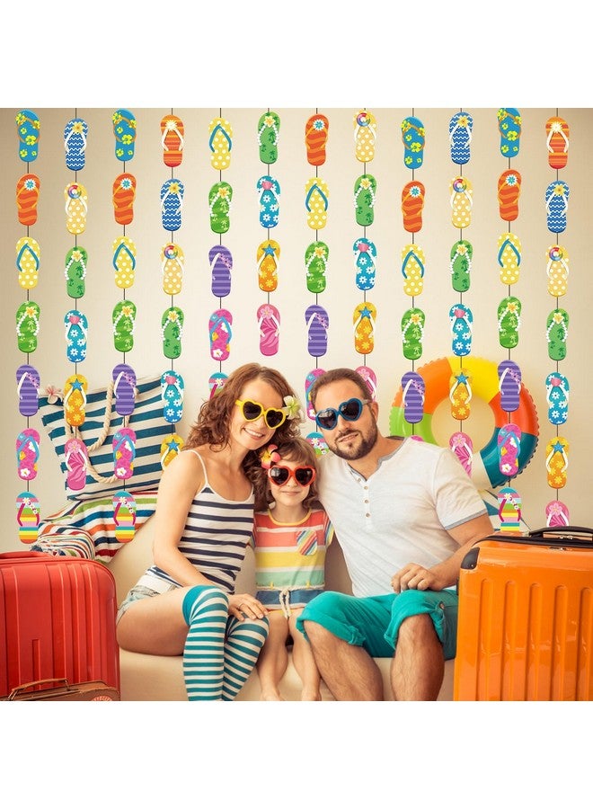 Cindeer Cindeer 12 Pieces Summer Party Hanging Banner Flip Flop Hanging Garland Summer Slippers Hawaii Flip Flop Garland Banner forTropical Beach Pool Birthday Party Supplies  - Image 4