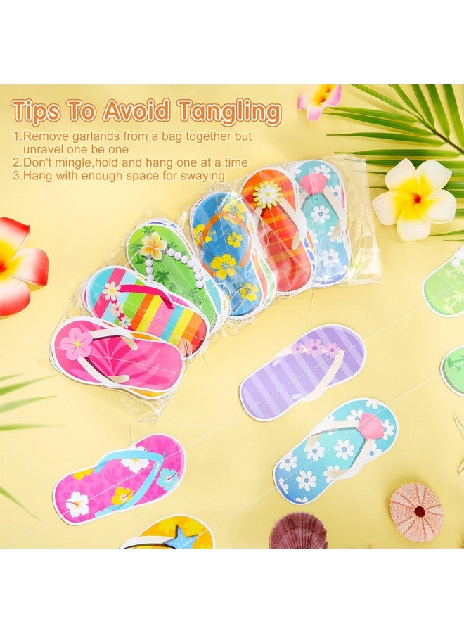 Cindeer Cindeer 12 Pieces Summer Party Hanging Banner Flip Flop Hanging Garland Summer Slippers Hawaii Flip Flop Garland Banner forTropical Beach Pool Birthday Party Supplies  - Image 2
