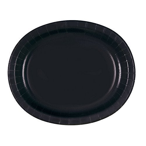 Unique Party Black Solid Oval Plates - (Pack of 8) - Uniquely Elegant & Durable Tableware - Perfect for Holidays, Events, and Celebrations - Image 1