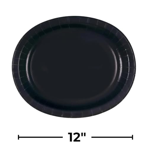Unique Party Black Solid Oval Plates - (Pack of 8) - Uniquely Elegant & Durable Tableware - Perfect for Holidays, Events, and Celebrations - Image 3