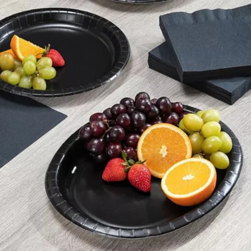 Unique Party Black Solid Oval Plates - (Pack of 8) - Uniquely Elegant & Durable Tableware - Perfect for Holidays, Events, and Celebrations - Image 4