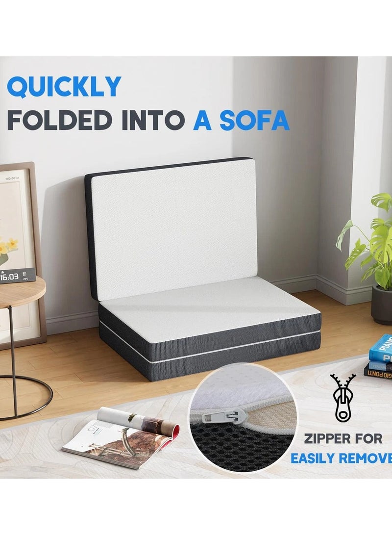 COMFY WHITE FOLDING PREMIUM COLLECTION KNITTED COTTON 180 X 90 X 10CM MATTRESS WITH BLACK BORDER - Image 2